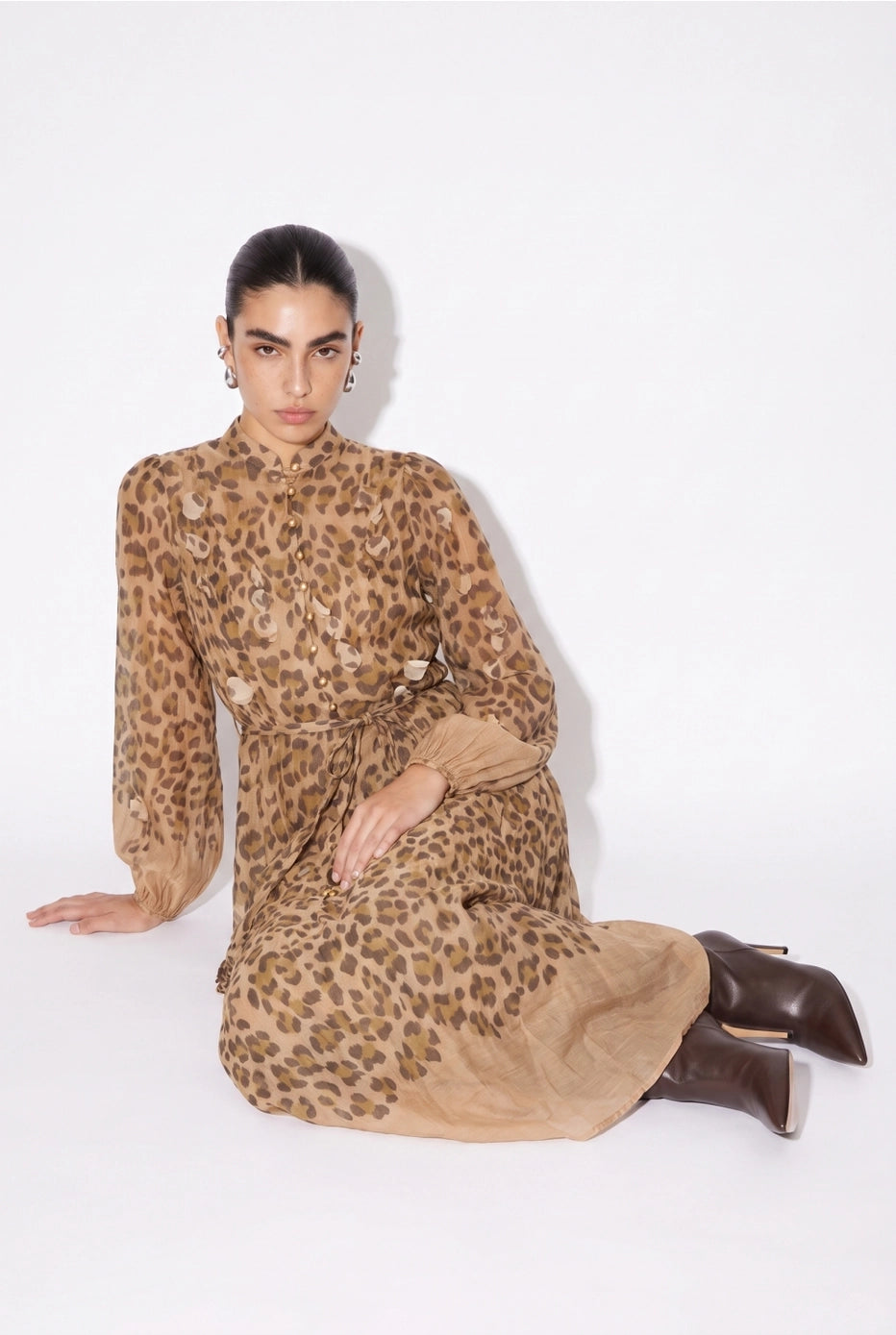 Fauve Atelier Leopard Maxi Dress — seated view