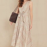SWEET STRIPE WOVEN MIDI DRESS