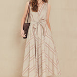 SWEET STRIPE WOVEN MIDI DRESS