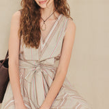 SWEET STRIPE WOVEN MIDI DRESS