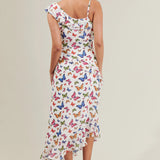 Butterfly Garden Ruffle Midi Dress