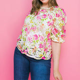 BLISS ME FLORAL WOVEN LACE TOP