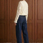 Fleur de Perle Embellished Jacket in White — back view