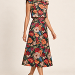 Floral jacquard matching set, angled full-length view