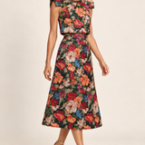 Floral jacquard matching set, angled full-length view