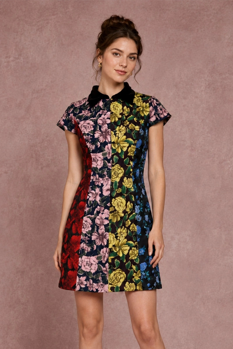Fleur Galerie Black Multi mini dress, front view