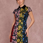 Fleur Galerie contrast black collar and floral panel detail