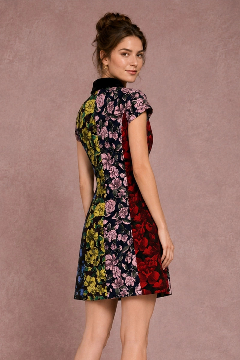 Fleur Galerie floral jacquard mini dress, back view