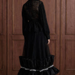 Fleur Royale Organza Peplum Blouse — black back view