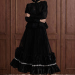 Fleur Royale Organza Peplum Blouse — black front view