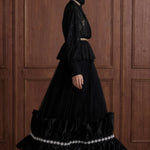 Fleur Royale Organza Peplum Blouse — black side view