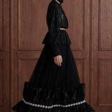 Fleur Royale Organza Peplum Blouse — black side view