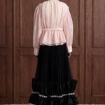 Fleur Royale Organza Peplum Blouse — blush back view