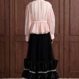 Fleur Royale Organza Peplum Blouse — blush back view