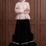 Fleur Royale Organza Peplum Blouse — blush front view