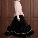 Fleur Royale Organza Peplum Blouse — blush side view