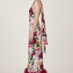 Fleurine Floral Feather-Hem Maxi Dress — side view