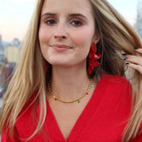 Flora Statement Earrings - Crimson