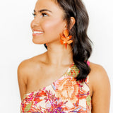 Flora Statement Earrings - Metallic Orange