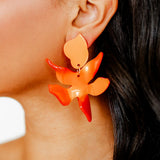 Flora Statement Earrings - Metallic Orange