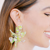 Flora Statement Earrings - Neon Yellow Clouds