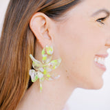 Flora Statement Earrings - Neon Yellow Clouds
