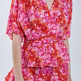 Floral printed Dress With Pink Orange and Red Tones
