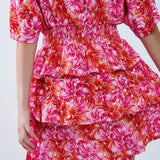 Floral printed Dress With Pink Orange and Red Tones