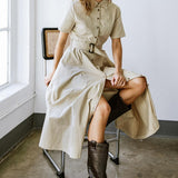 LUCKY ME WOVEN MIDI DRESS