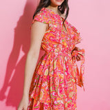 SUNFLOWER FIELDS ONE SHOULDER MINI DRESS