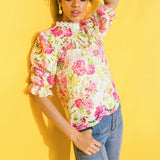 BLISS ME FLORAL WOVEN LACE TOP