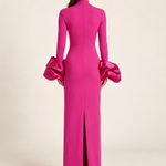 Fuchsia Grand Soir Sculpted Cuff Gown — back view