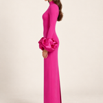 Fuchsia Grand Soir Sculpted Cuff Gown — side view