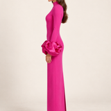 Fuchsia Grand Soir Sculpted Cuff Gown — side view