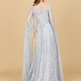 Lace Gown with Dramatic Cape Sleeves | Lara 29454