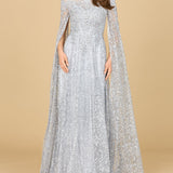 Lace Gown with Dramatic Cape Sleeves | Lara 29454