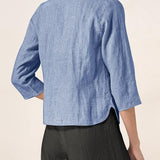 100% Linen Hand Button Fitted Jacket AMELIA