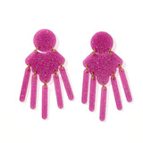 Janelle Statement Earrings - Magenta Glitter