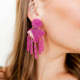 Janelle Statement Earrings - Magenta Glitter