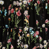 Margaret Floral Embroidered Midi Dress Black