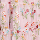 Margaret Floral Embroidered Midi Dress Pink