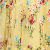 Margaret Floral Embroidered Midi Dress Yellow