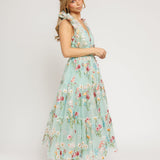 Margaret Floral Midi Dress Green