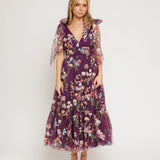 Margaret Floral Midi Dress Purple