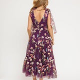 Margaret Floral Midi Dress Purple
