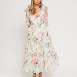 Margaret Floral Midi Dress White
