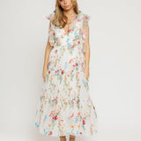 Margaret Floral Midi Dress White