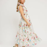 Margaret Floral Midi Dress White