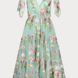 Margaret Floral Midi Dress Green