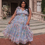 Margaret Floral Midi Dress Blue